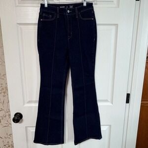 Old Navy Higher High Rise Flare‎ Jeans Dark Wash Petite Size 6
